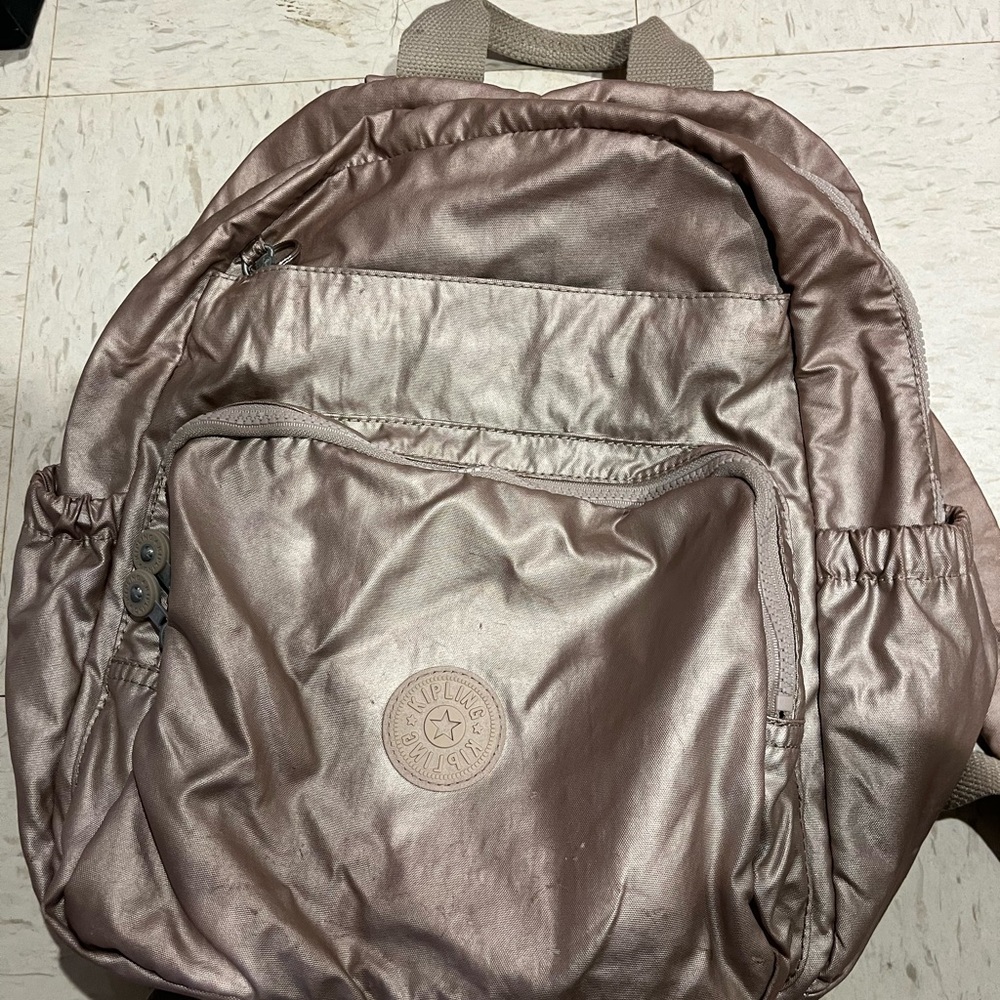 Kipling Shimmering Taupe Backpack